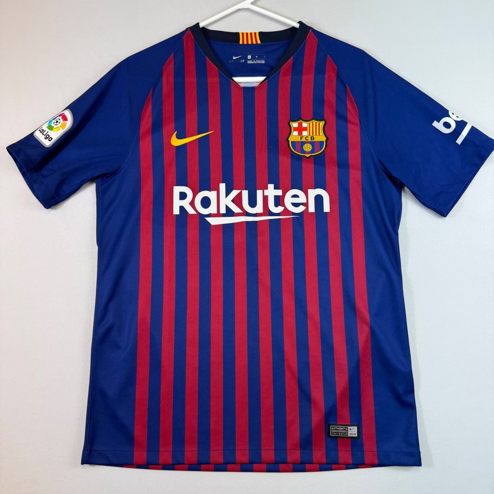Nike FC Barcelona Soccer Jersey Mens Medium Blue Red 2018-19 Home Rakuten 894430